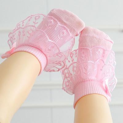 Thin Baby Girls Lace Socks Double-Layer Infant Bow Socks Toddler Ruffle Ankle Socks