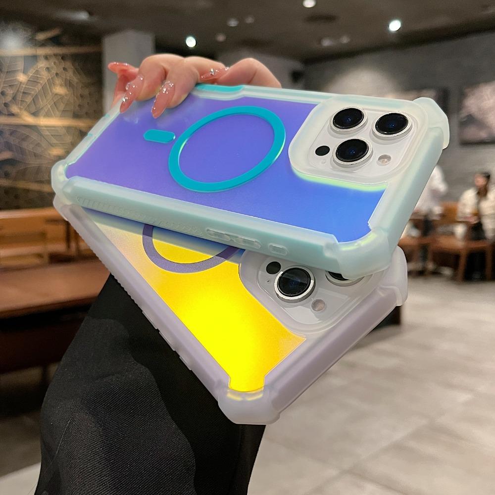 Luxury Changing Color Sturdy Anti Drop Shockproof Protective Case For iPhone 16 15 14 13 Pro Max Plus Wireless Charging Cover