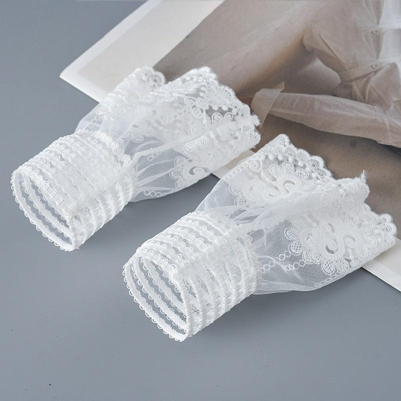Girls Ruffles Pleated Fake Sleeves for Womens Detachable Cuffs Fake Cuffs Clothing Decoration Arm Warmers Fake Flared Sleeves