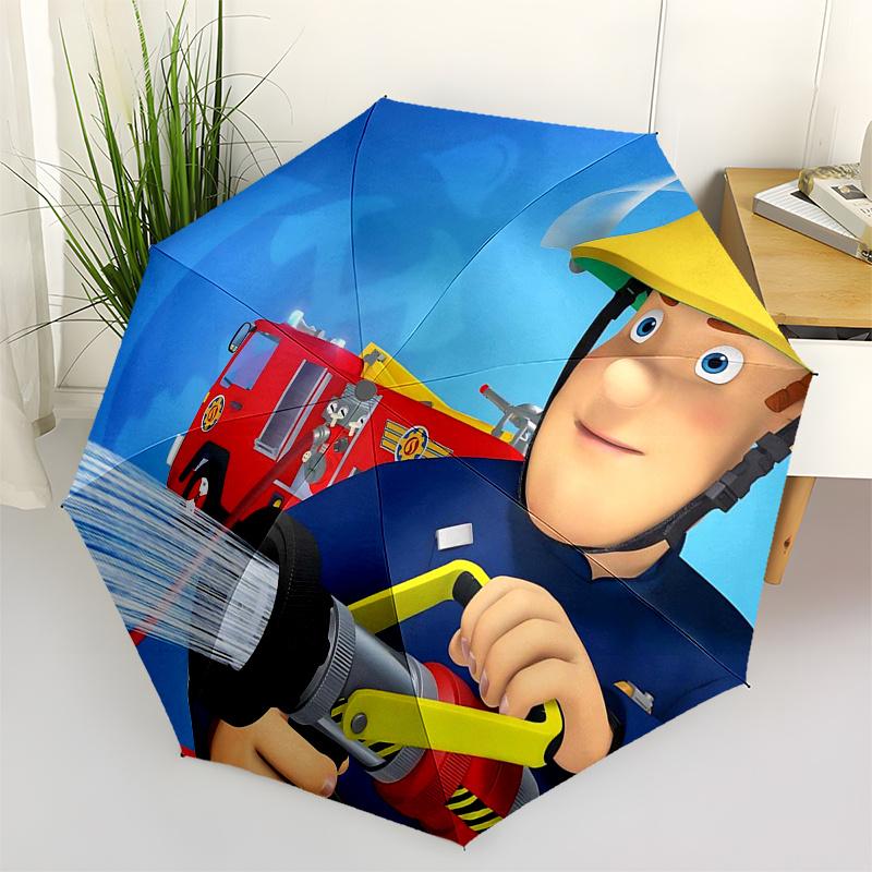 

Fireman Fire trucks Themed Travel Umbrella-8 Ribs Automatic Opening and Closing, Portable Folding Design, Compact and Stylish Umbrella Suita