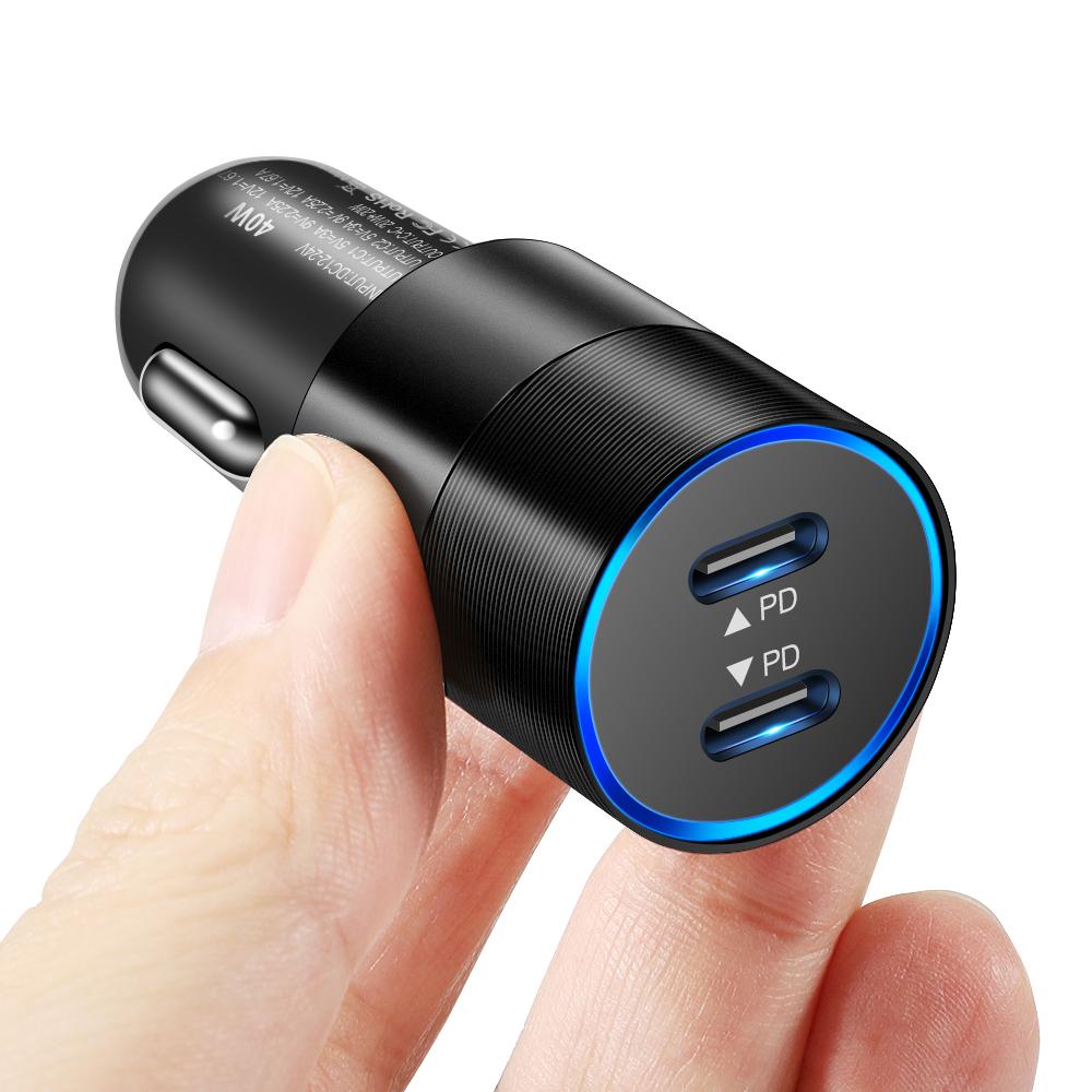 61W Dual USB C Car Charger PD Fast Charging USB Phone Adapter Cigarette Lighter Plug For iPhone Xiaomi Cell Phone Fast Charge