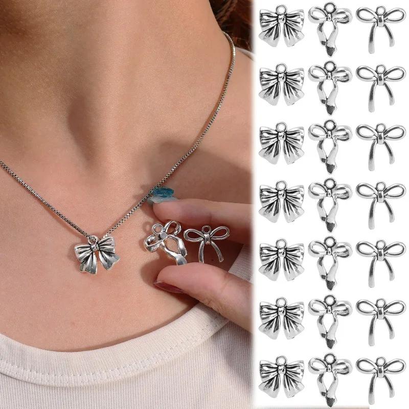 20Pcs 3 Style Metal Alloy Cute Hollow Bow Charms Holiday Gifts Pendants for Jewelry Making DIY Handmade Craft
