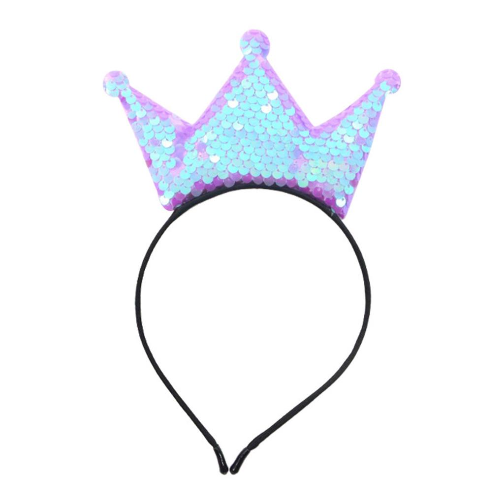 Sparkling Sequins Crown Hairband For Girl Birthday Party Glittering Headwear Toddler Birthday Party Hair Accessory