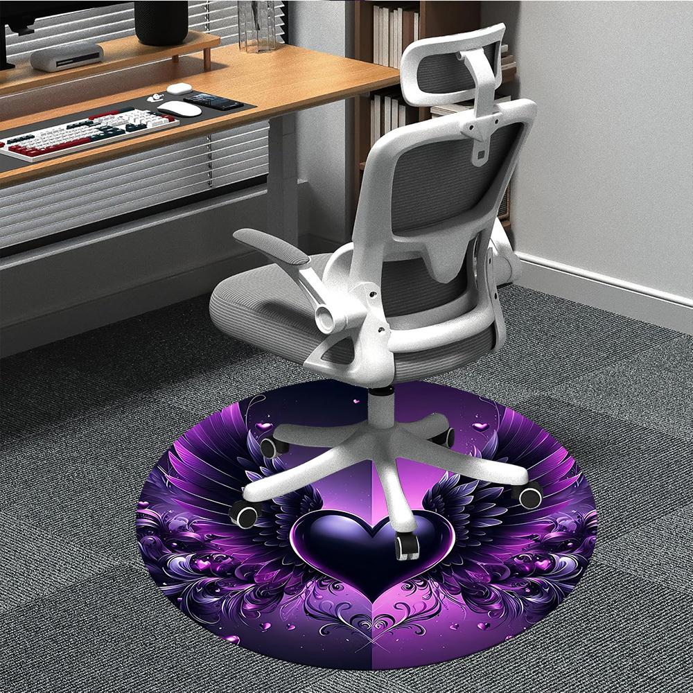 

1pc HeartWings Office Round Area Rug, Indoor Mat Suitable ForOffice, Under Office Chairs Bedroom Living Room Home Decor T187 80cm by 80cm