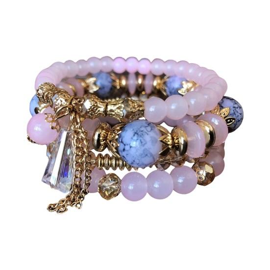 

5 шт. Женские браслеты из искусственного хрусталя с гладкими подвесками в стиле ретро-богемного стиля