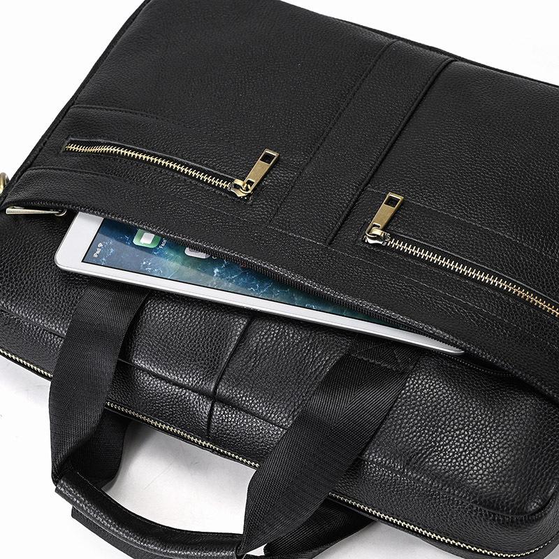 Men's Business Briefcase Fit 15" PC Genuine Leather Handbag Real Leather Male Laptop Handbag A4 Office Man Crossbody Bag