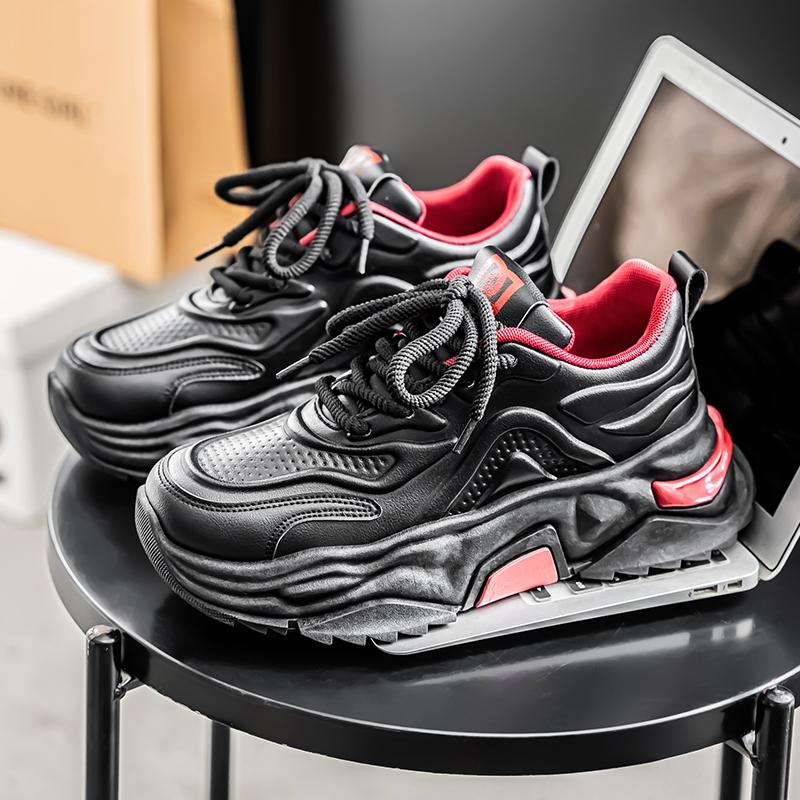 Pánské boty na volný čas, jarní a podzimní módní boty na vysokých podpatcích s tlustou podrážkou, všestranné módní gumové boty, tenisky, mužské tenisky