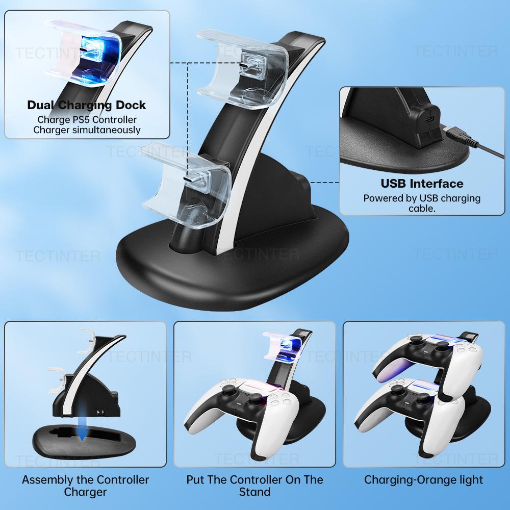 For PS5 Control Type-C Charging Stand PS5 Controller Dock Charger Station Cradle for Playstation 5 PS5 Game Accessories