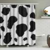 Animal Print Shower Curtain With Black Spots Waterproof Fabric For Bathroom Decor White Black