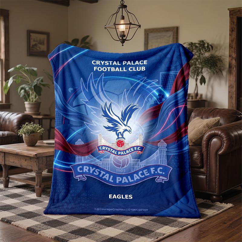 Crystal Palace Football Print Flannel Blanket Soft Warm Sofa Bed Throw Blanket For Home Office Bedroom