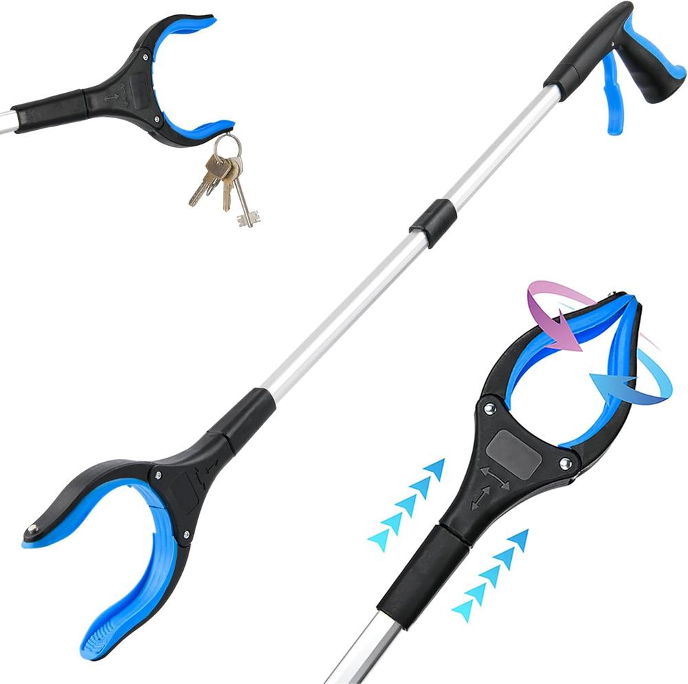 Grabber Reacher Tool Foldable Reacher Grabber Pickup Tool with 360° Anti-Slip Rotating Jaw & Magnet, Mobility Aid Reaching tool