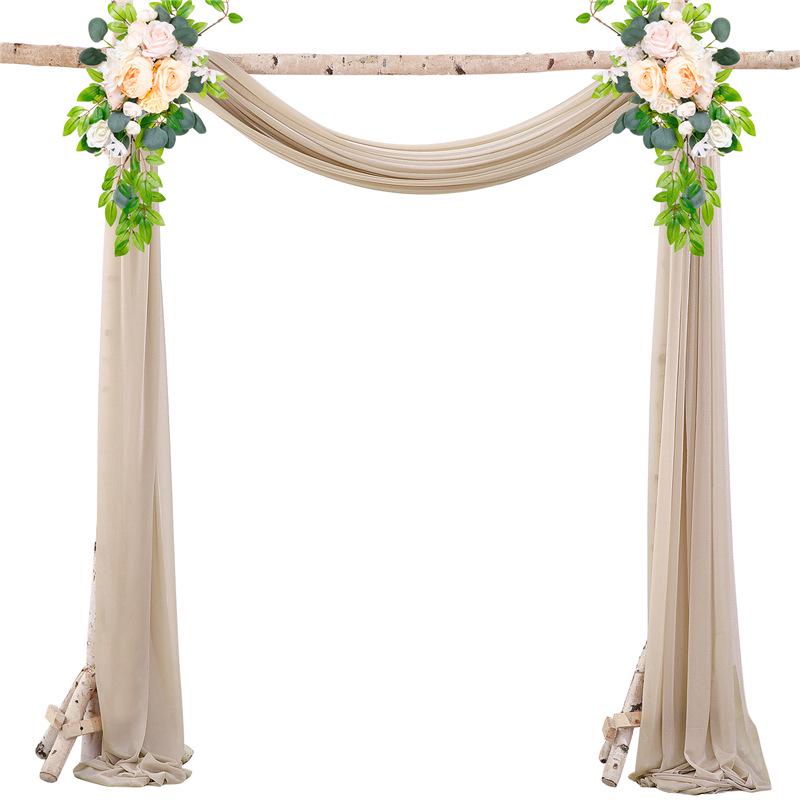 Forest Style Wedding Arch Decoration: Outdoor Lawn Chiffon Gauze Curtains
