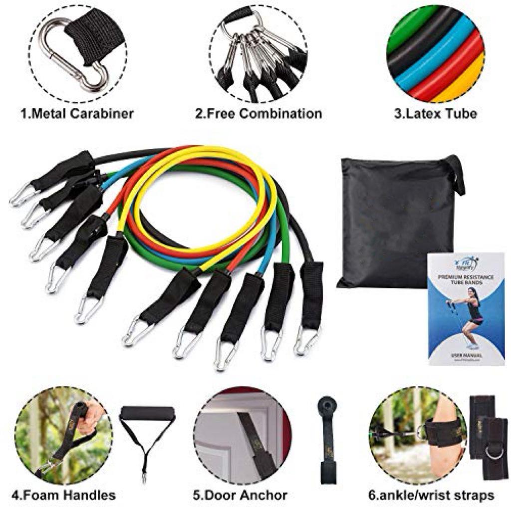 11-Piece Adjustable Multifunctional Resistance Band Set for Latissimus Dorsi Exercise and Training