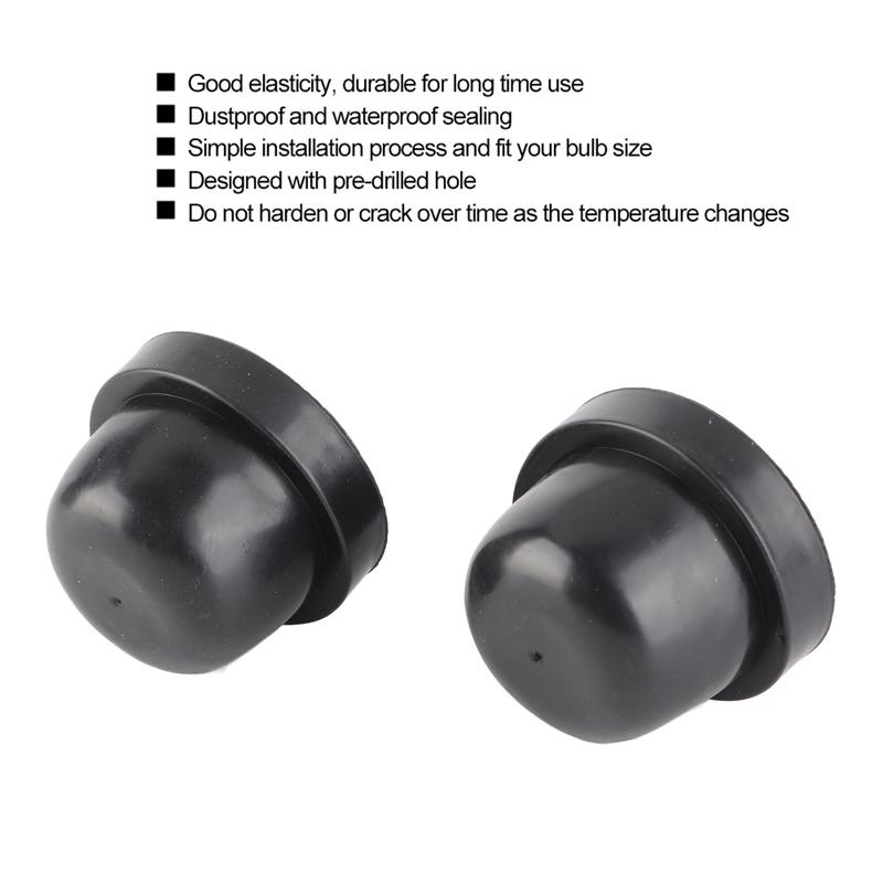 2 Pcs 70mm High-Quality Rubber Headlight Cover Waterproof Dustproof Sealing Cap Universal Fit for Car LED HID Bulb Retrofit