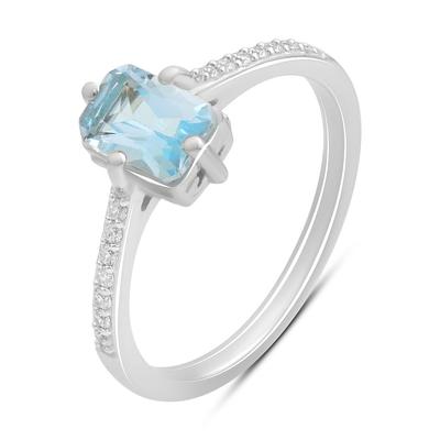 Silver Ring with Natural Topaz 1.402ct, Cubic Zirconias, Item Weight 2.37 G (2194477)