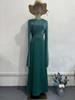 2025 Spring Socialite Slimming Spliced Glass Yarn Long Sleeve Satin Dress