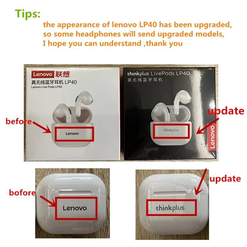 Lenovo thinkplus LP40 wireless headphones, TWS Bluetooth Earphones Touch Control Sport Headset Stereo Earbuds For Phone Android