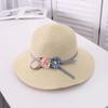 Summer new small flower outdoor sunshade straw hat, fashionable women's small fresh foldable sunscreen hat