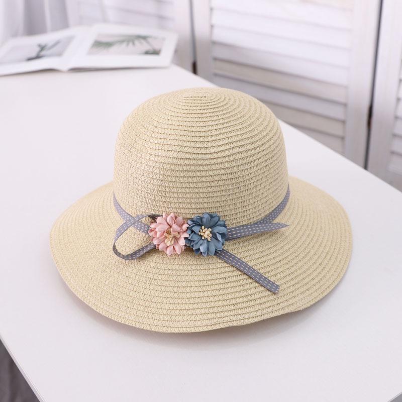 Summer new small flower outdoor sunshade straw hat, fashionable women's small fresh foldable sunscreen hat