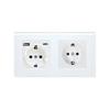 European Standard USB Wall Socket Tempered Glass Panel Socket Household Concealed Round Box Installation Socket Batch
