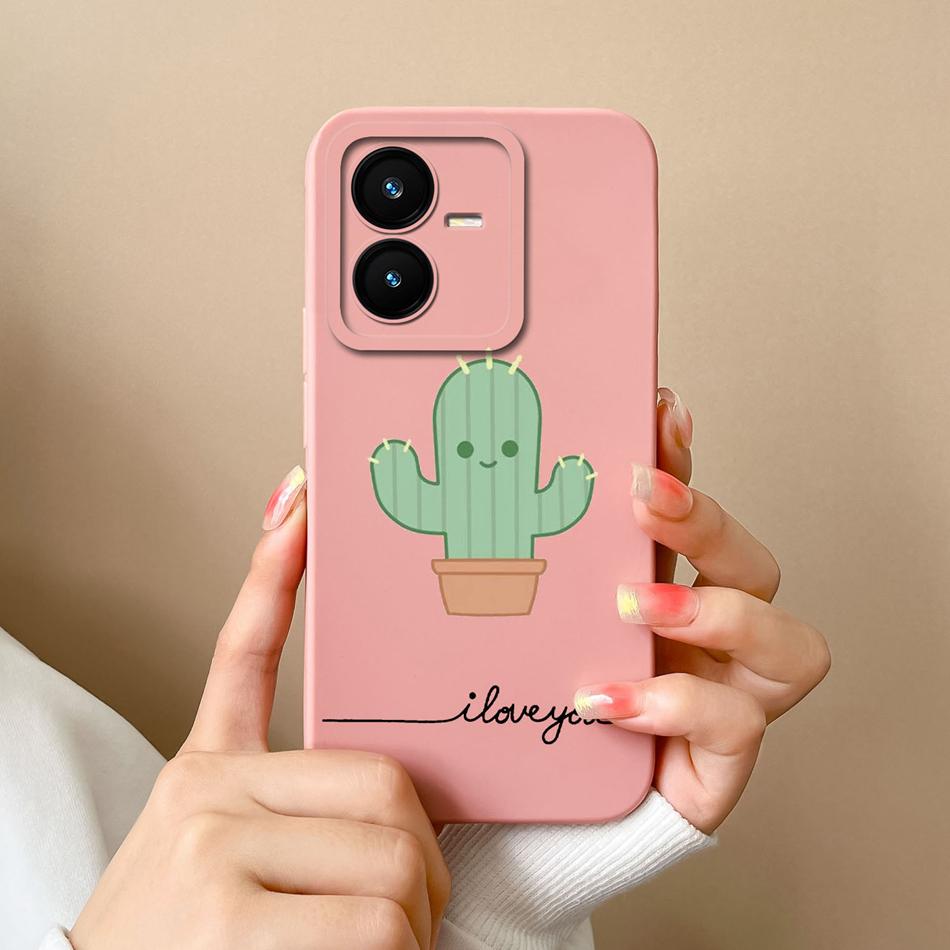Cases For Vivo Y22 Y22S Flower Liquid Silicone Camera Lens Protection Phone Back Cover For VivoY22 Vivo Y 22 Y22 S Coque Bumper