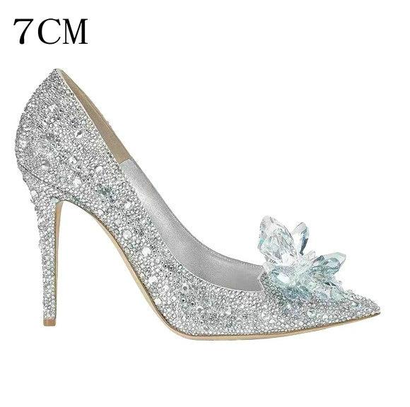 Fashion 2025 New Spring And Autumn Bridal Wedding Shoes Rhine-shaped High Heels Female Stiletto Crystal Pumps