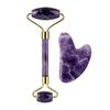 2/3/4 Stück Natürlicher Rosenquarz Obsidian Jade Roller Gua Sha Stein Set Gouache Schaber Gesichtsstraffung Anti-Falten Hautpflege Werkzeuge