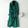 Women's Long Woolen Coat with Knee-length Lace-up, Slimming Woolen Coat for Women, Thickened