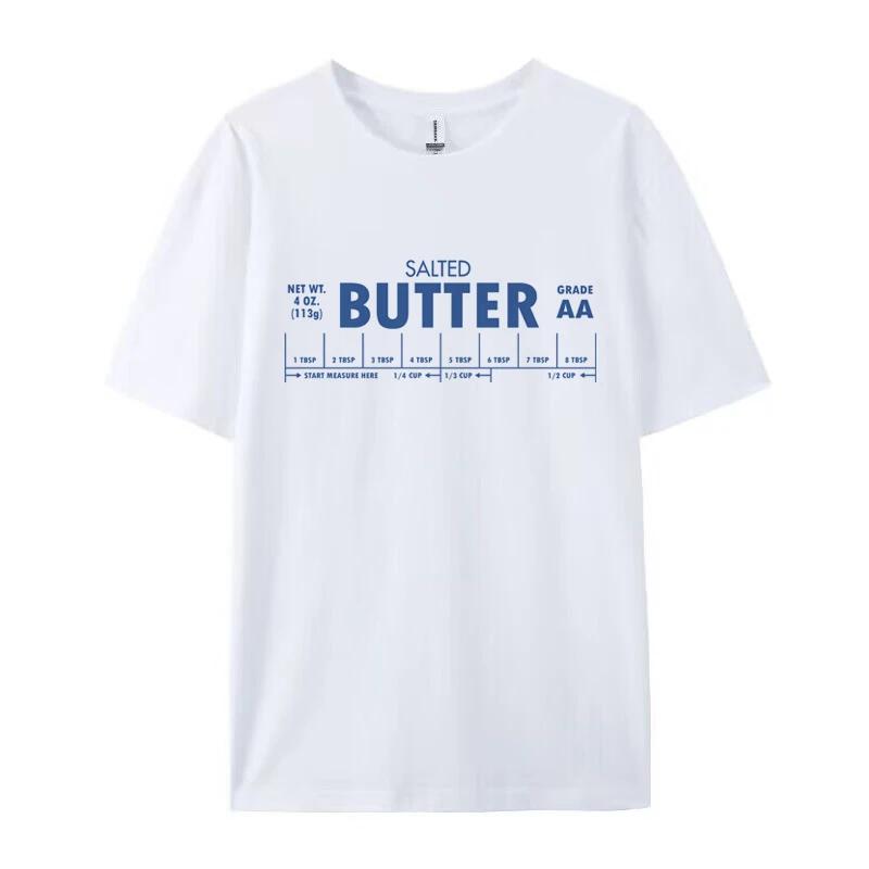 

Stick of Butter Print Yellow TShirts for Women Cute Funny Butter Lover T Shirt Foodie Graphic Tees Unisex Cool Fashion Top Gift S