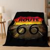 Retro Route66 Amerika Mutter der Straßen Schild Flanelldecke Weiche Warme Überwurfdecke für Schlafzimmer Wohnzimmer Bett Reise Camping Picknick
