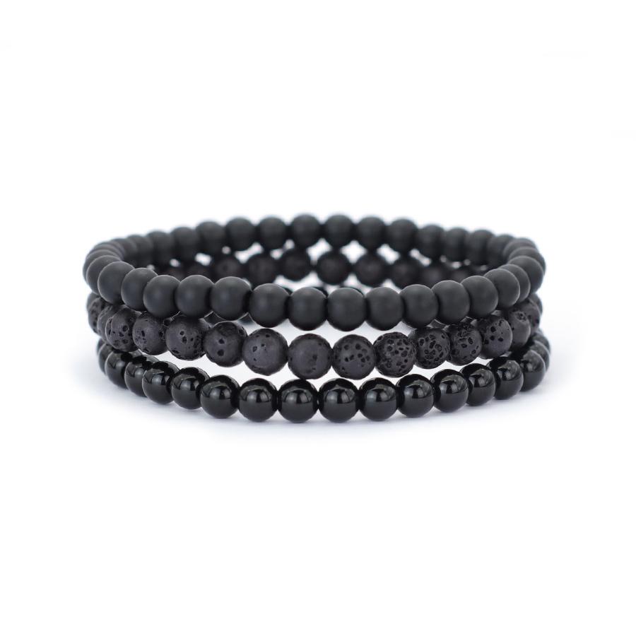 Fashion Beaded Bracelet Set Men 6mm Lava Tiger Eyes Obsidian Howlite Stone Healing Braclet Pulseras Hombre Cool Riding Jewelry