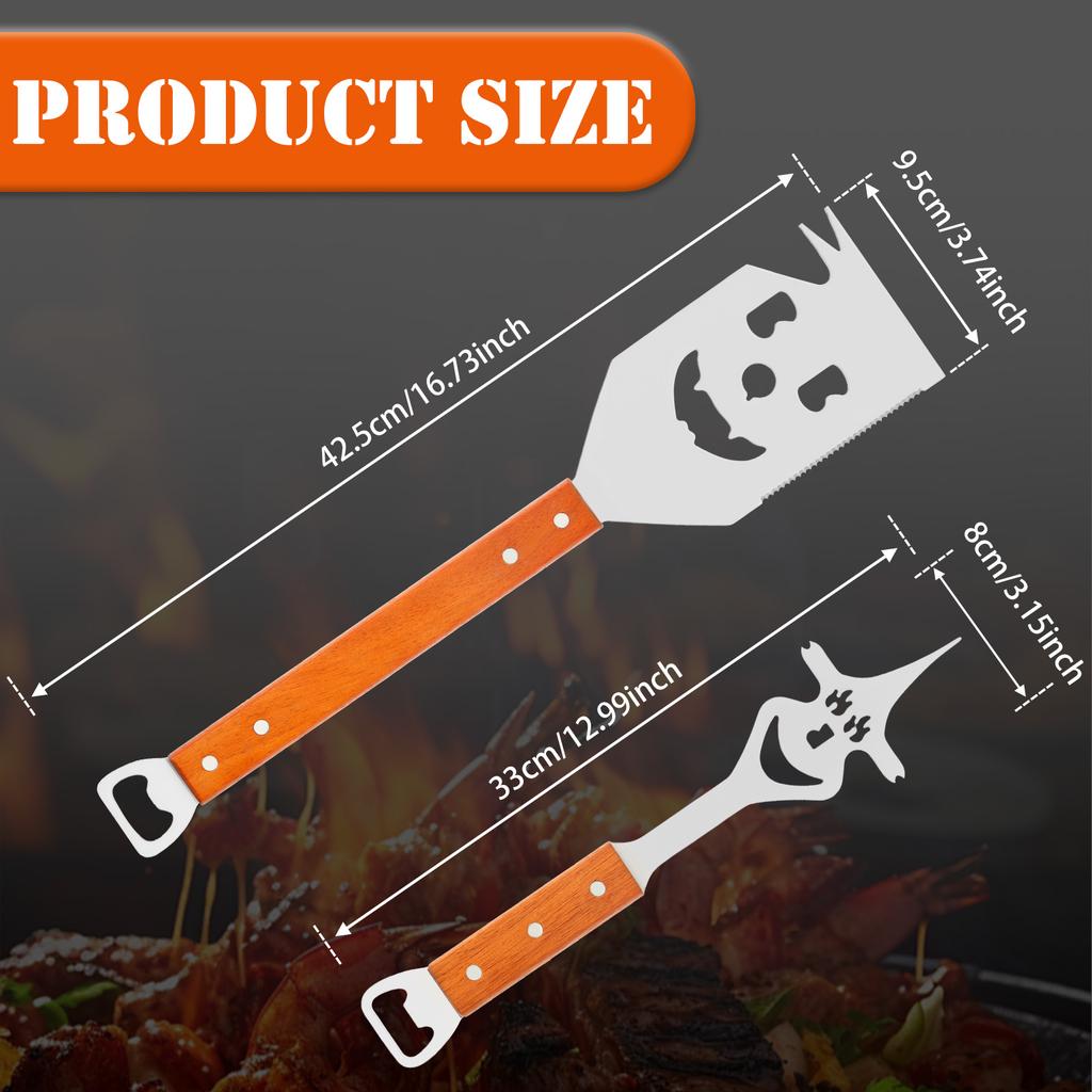 3/2Pcs Grill Tool Stainless Steel Barbecue Fork Barbecue Spatula Utensils Food Turner Clip for Kitchen Cooking Camping BBQ Tool