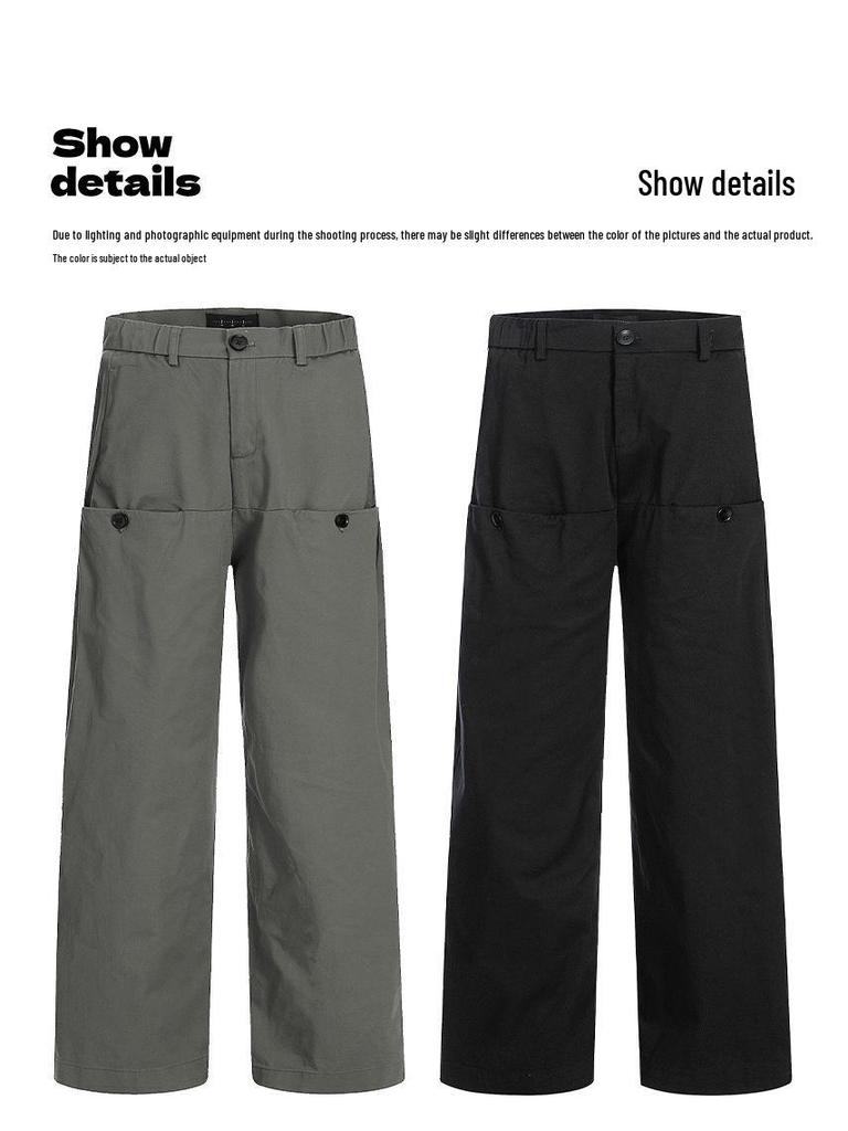 Yongfang Unisex Retro Arbeitshose mit funktionellem Weitbein-Design und großen Taschen