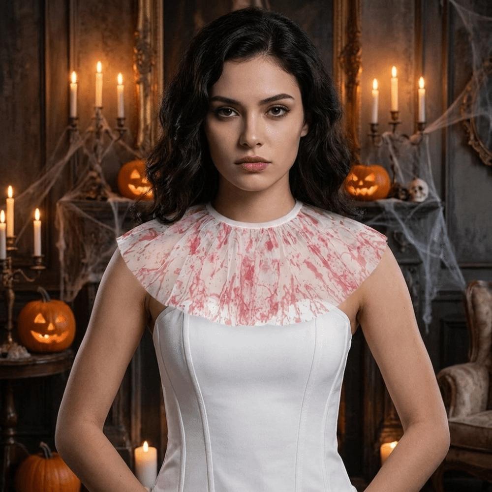 Elastic Lace Blood Colored Dress Up Set Crimson Makeup Ball Accessories