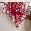 Fashionable Retro European-Style Flowery Large Square Scarf Double-Sided Women'S Imitation Cashmere Warm Scarf Simple And Versatile
