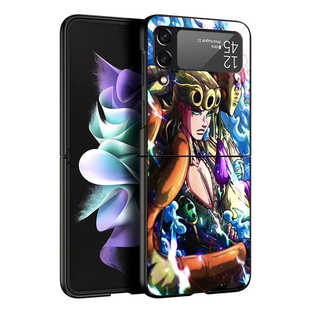 JoJo Adventure Giorno Giovanna Black Phone Case For Samsung ZFlip7 ZFlip6 ZFlip5 ZFlip4 ZFlip3 5G Hard Protective Galaxy Z Flip