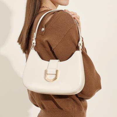 Dámska taška Baguette z hovädzej kože do práce Módna Jednoduchá a všestranná Jednoramenná Crossbody taška