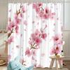 1pc Elegant Cherry Blossom Shower Curtain - Pink floral pattern on white background, polyester fabric, machine washable