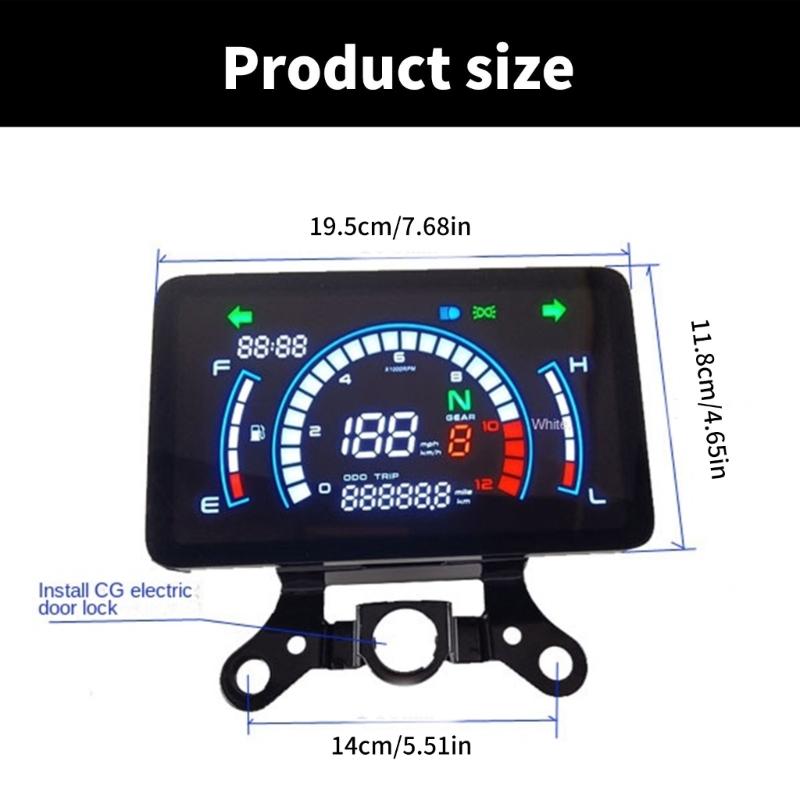 Motorcycle Digital Instrument Panel 12V Speed and Mileage Display Suitable for CG125, ITALIKA EX125 FORZA125 FT125 Bikes