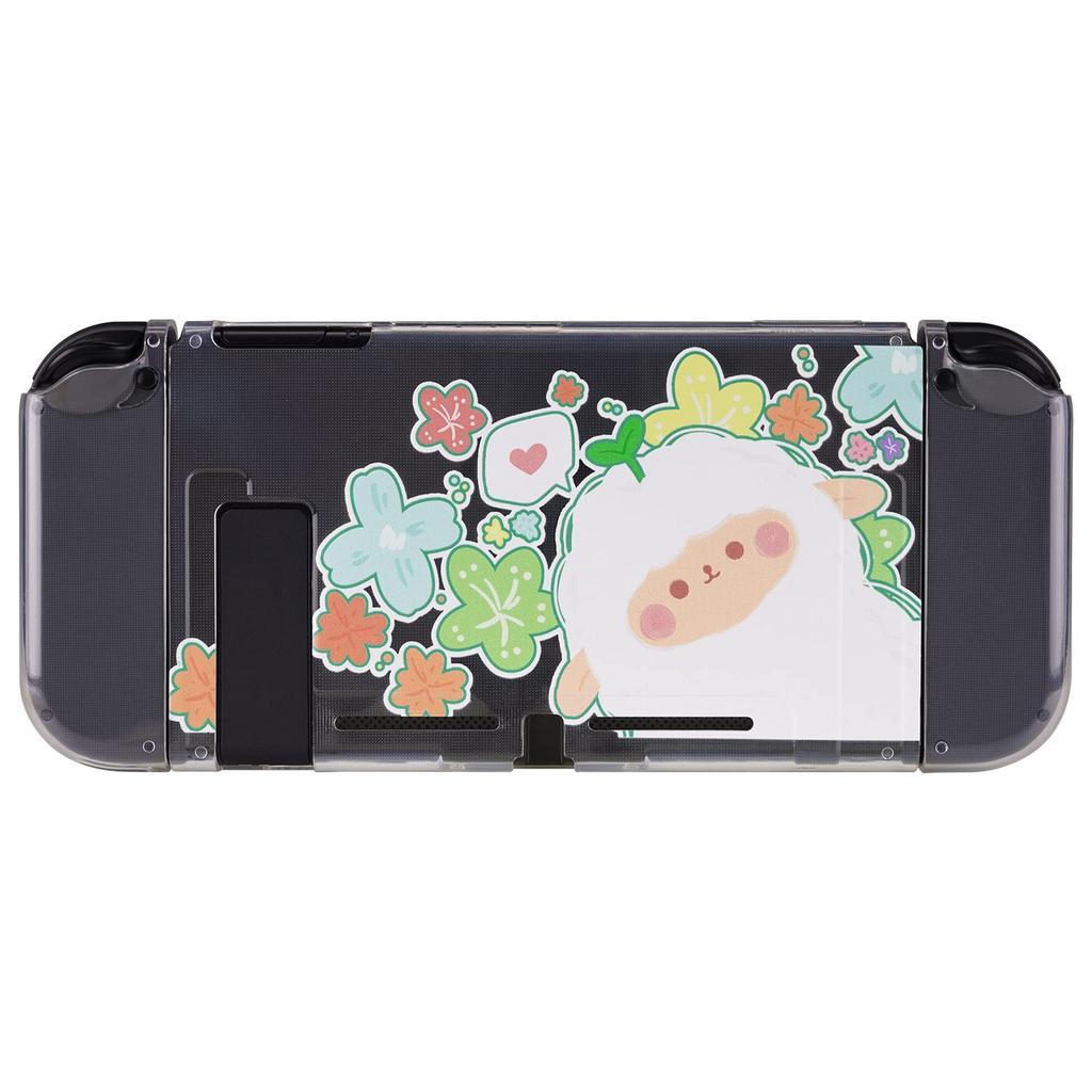 Schutzhülle kompatibel mit PlayVital, weicher TPU-Slim-Case-Abdeckung für Switch mit bunter ABXY-Tastenkappe und Switch, [Flowers Sheep-chan]