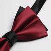 Solid Color Bow Tie Men, Two-Color Color Matching Polyester Black Burgundy Suit Banquet Best Man Bow