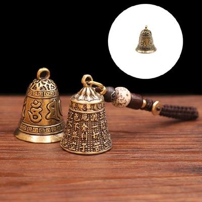 Unique Mantra Engraved Keyring Featuring Mini Bell Alloy Spiritual Key Accessory For Personal Style Enhancement
