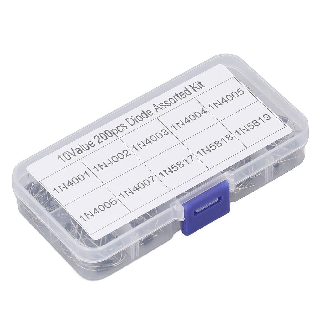 200Pcs Rectifier Diode 1N4001 to 1N4007 to 1N5819 Diode Assorted Kit Set for Product Development Mai