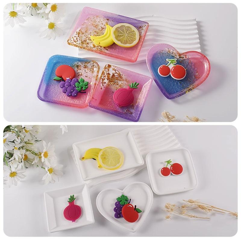 Silicone Resin Moulds Multi-shapes Resin Cup Tray Mould DIY Coaster Moulds for DIY Epoxy Resin Casting Craft Decoration