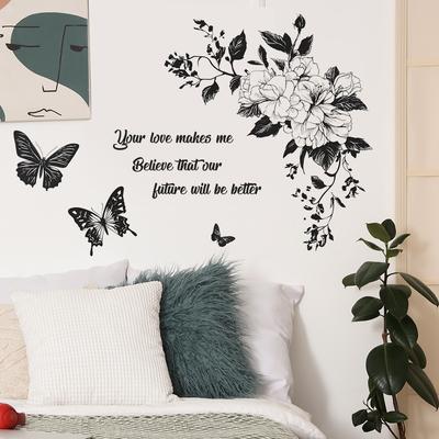 English Slogan Butterfly Bedroom Living Room Home Background Beautification Decoration Wall Stickers