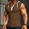 Henley Canotte da Uomo Tinta Unita Senza Maniche da Allenamento con Cappuccio Camicia Estiva con Scollo a V Abbottonata T-shirt da Ginnastica con Cappuccio Attive per Uomo T-shirt Senza Maniche in Maglia Waffle