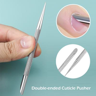 Double Ended Nail Pusher Cuticle Remover Manicure Pedicure Beauty Steel Tool