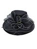 Womens Organza Wide Brim Church Derby Hat With Detachable Flower Decor