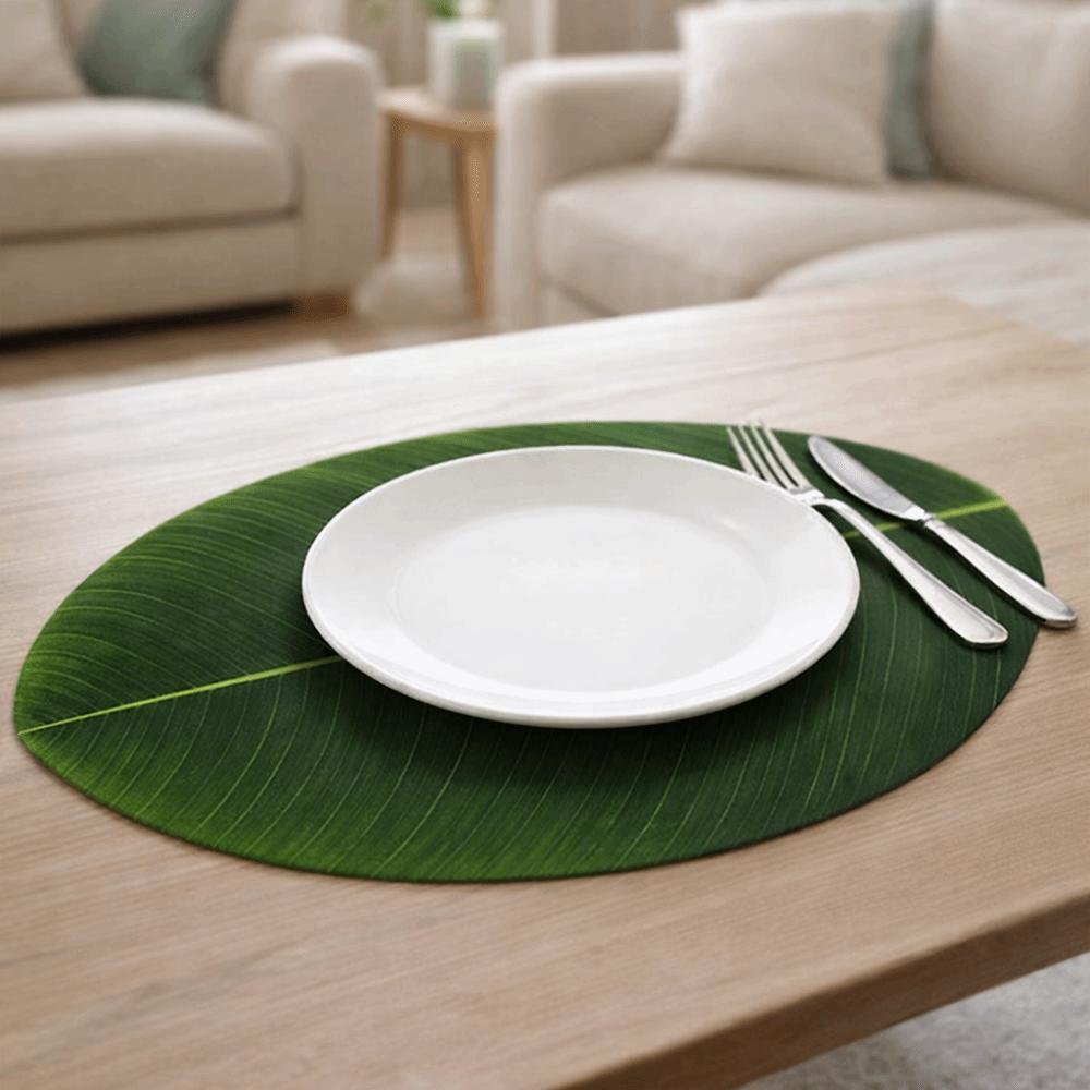 2PCS Waterproof Leaf-Shaped Placemat Stain Resistant Heat Insulation Mat Dinnerware Pad  Dish
