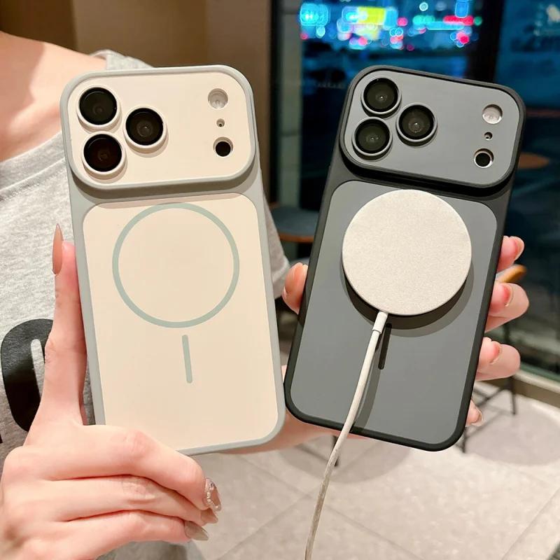 Luxury skin feel for Magsafe magnetic phone case for 17 16 13 15 14 12 11 Pro Max, hardened shockproof protective cover